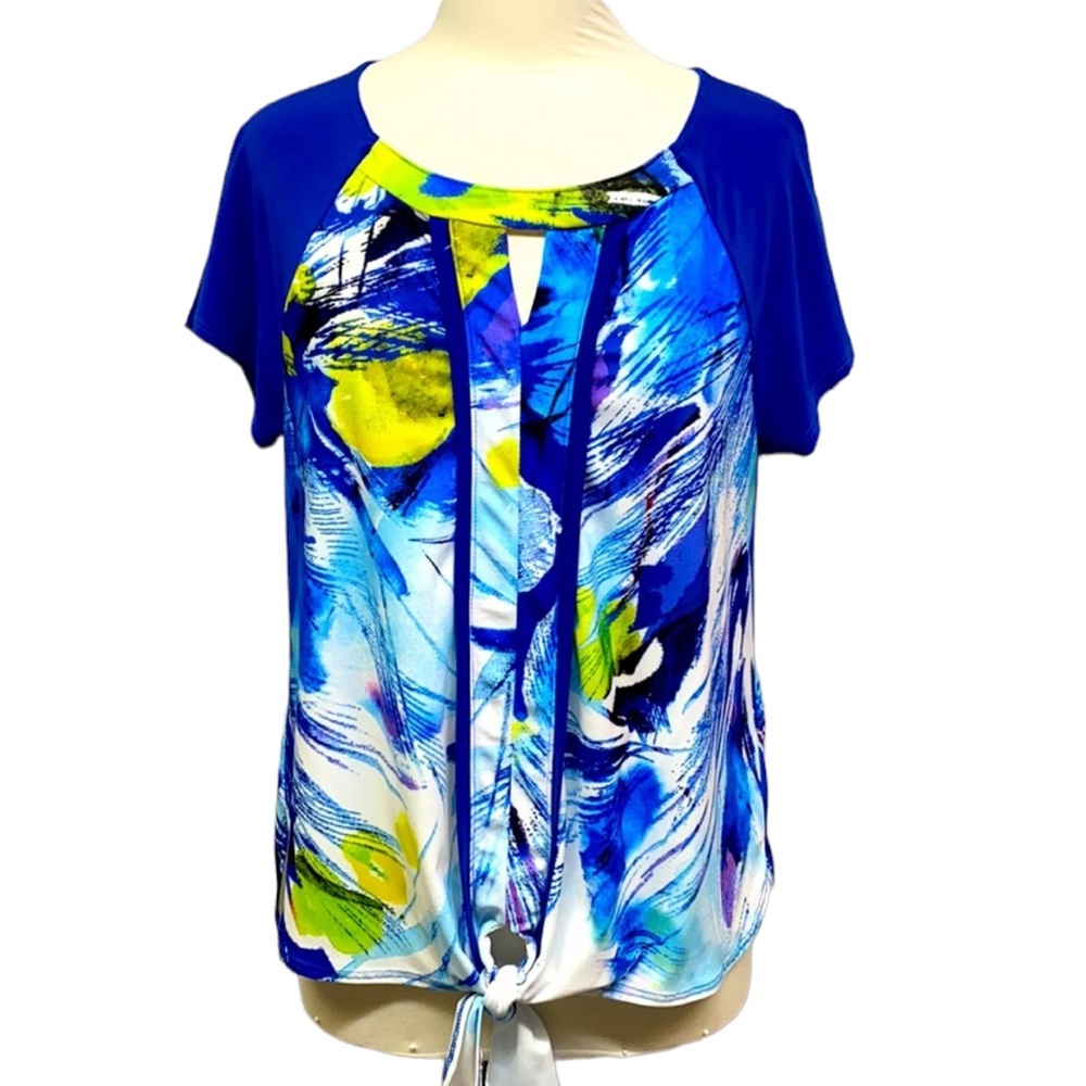 French Blue Tie Waist Blouse